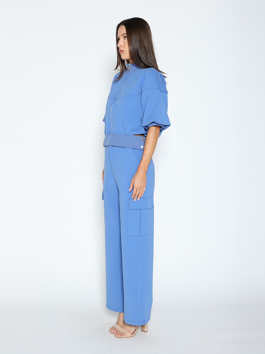 Flap Pocket Wide Leg Sweat Pants SET Gracia Fashion 