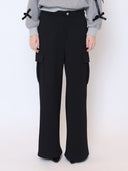 Flap Pocket Wide Leg Sweat Pants SET Gracia Fashion BLACK S 