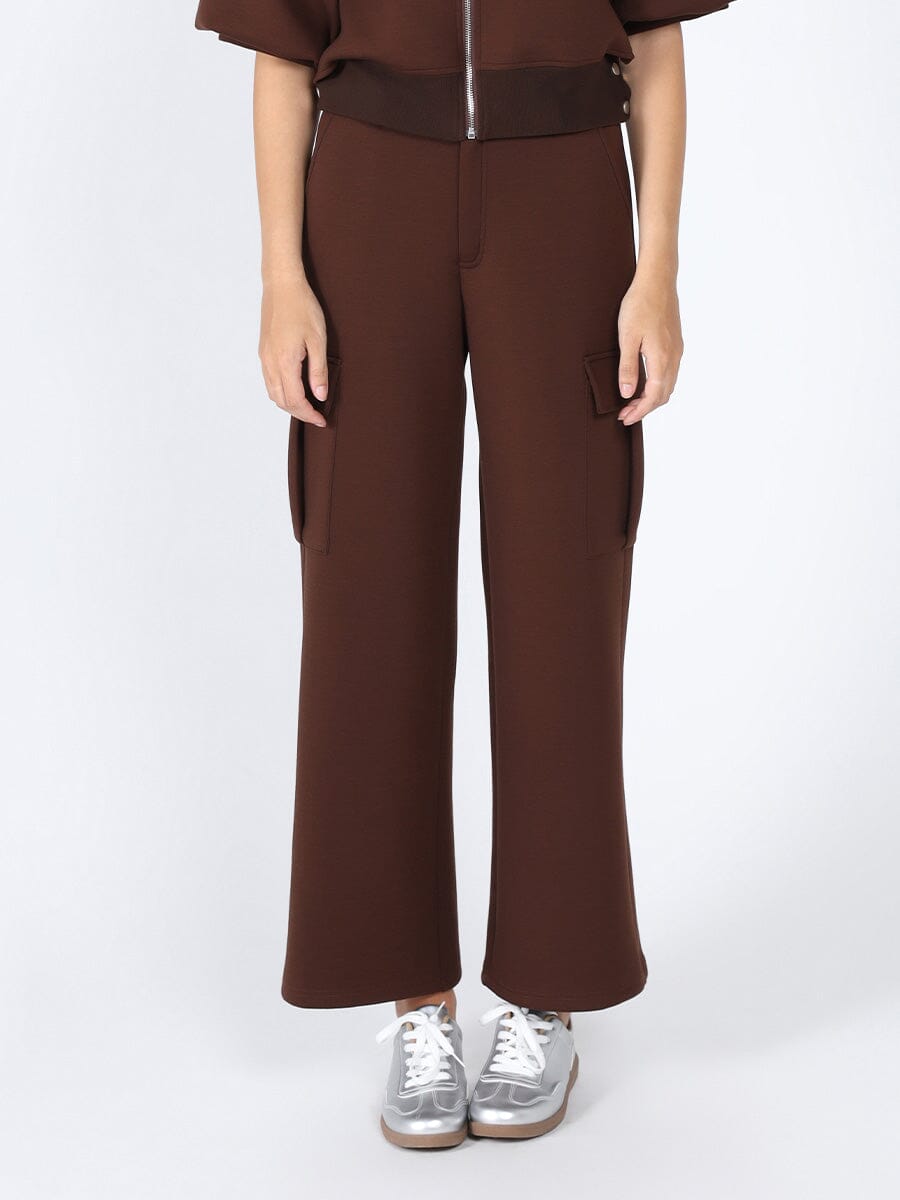 Flap Pocket Wide Leg Sweat Pants SET Gracia Fashion BROWN S 