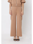 Flap Pocket Wide Leg Sweat Pants SET Gracia Fashion TAUPE S 