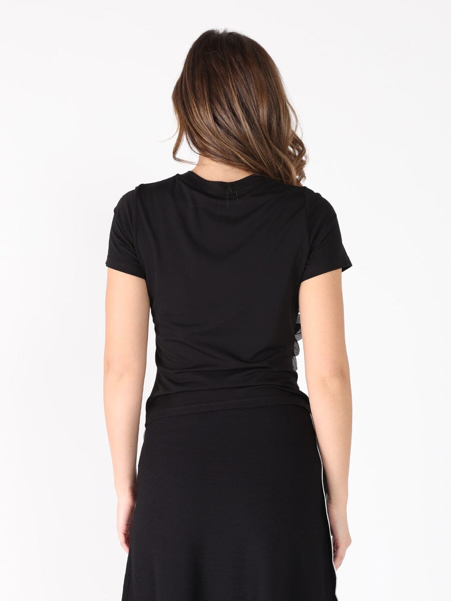 Floral Applique Crew Neck Drape Bottom Top TOP Gracia Fashion 