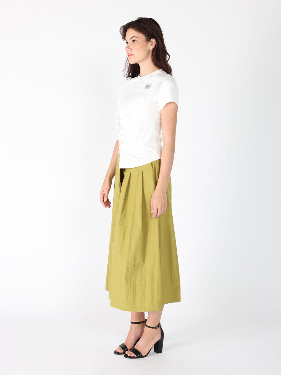 Floral Applique Crew Neck Drape Bottom Top TOP Gracia Fashion 