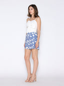 Floral Applique Denim Lace Daisy Short Pants PANTS Gracia Fashion 