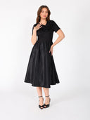 Floral Applique Satin & Cotton Fabric Dress DRESS Gracia Fashion 