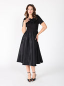 Floral Applique Satin & Cotton Fabric Dress DRESS Gracia Fashion 