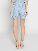 Floral Denim Lace Linen Short Pant PANTS Gracia Fashion 