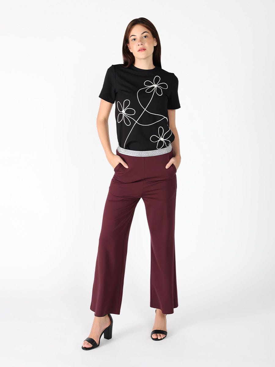 Floral Embroidered Crew Neck Top TOP Gracia Fashion 