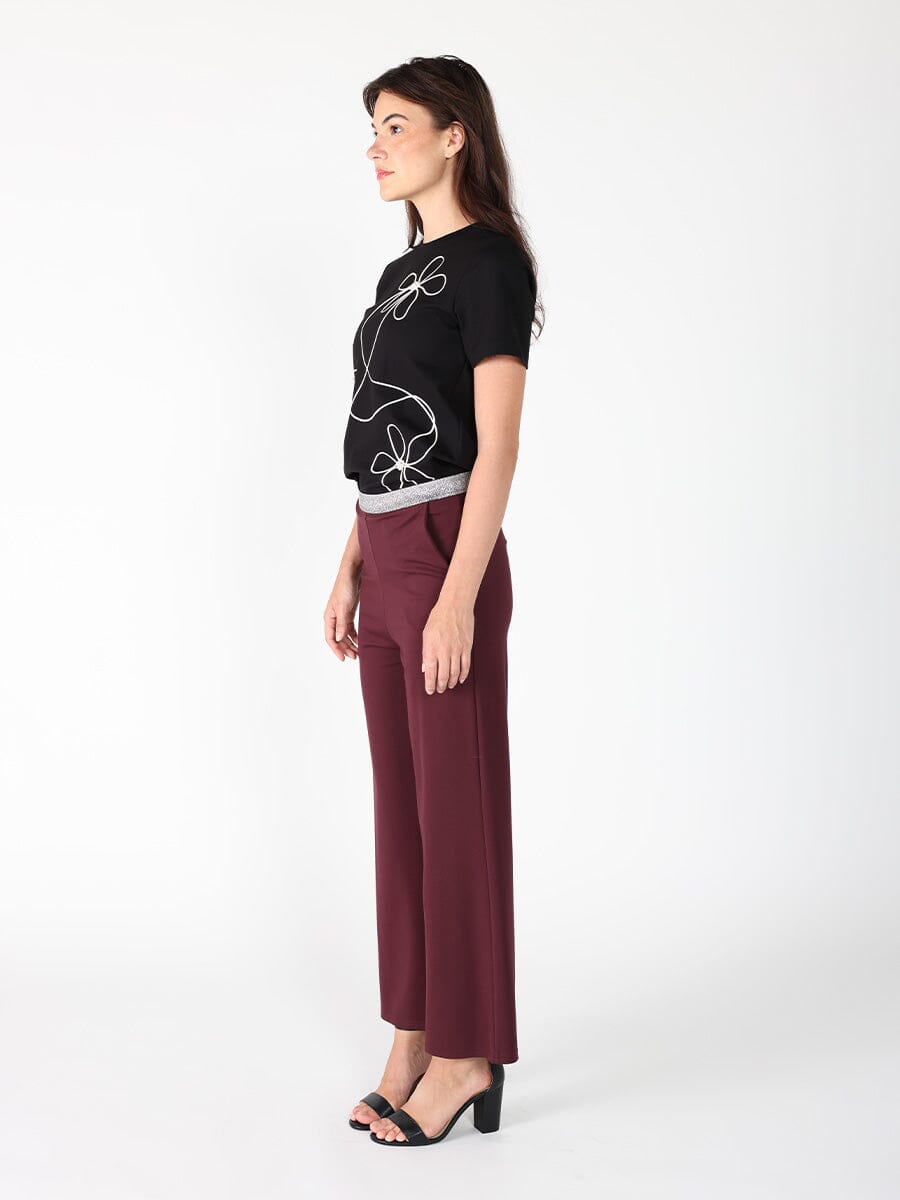 Floral Embroidered Crew Neck Top TOP Gracia Fashion 