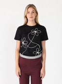 Floral Embroidered Crew Neck Top TOP Gracia Fashion BLACK S 