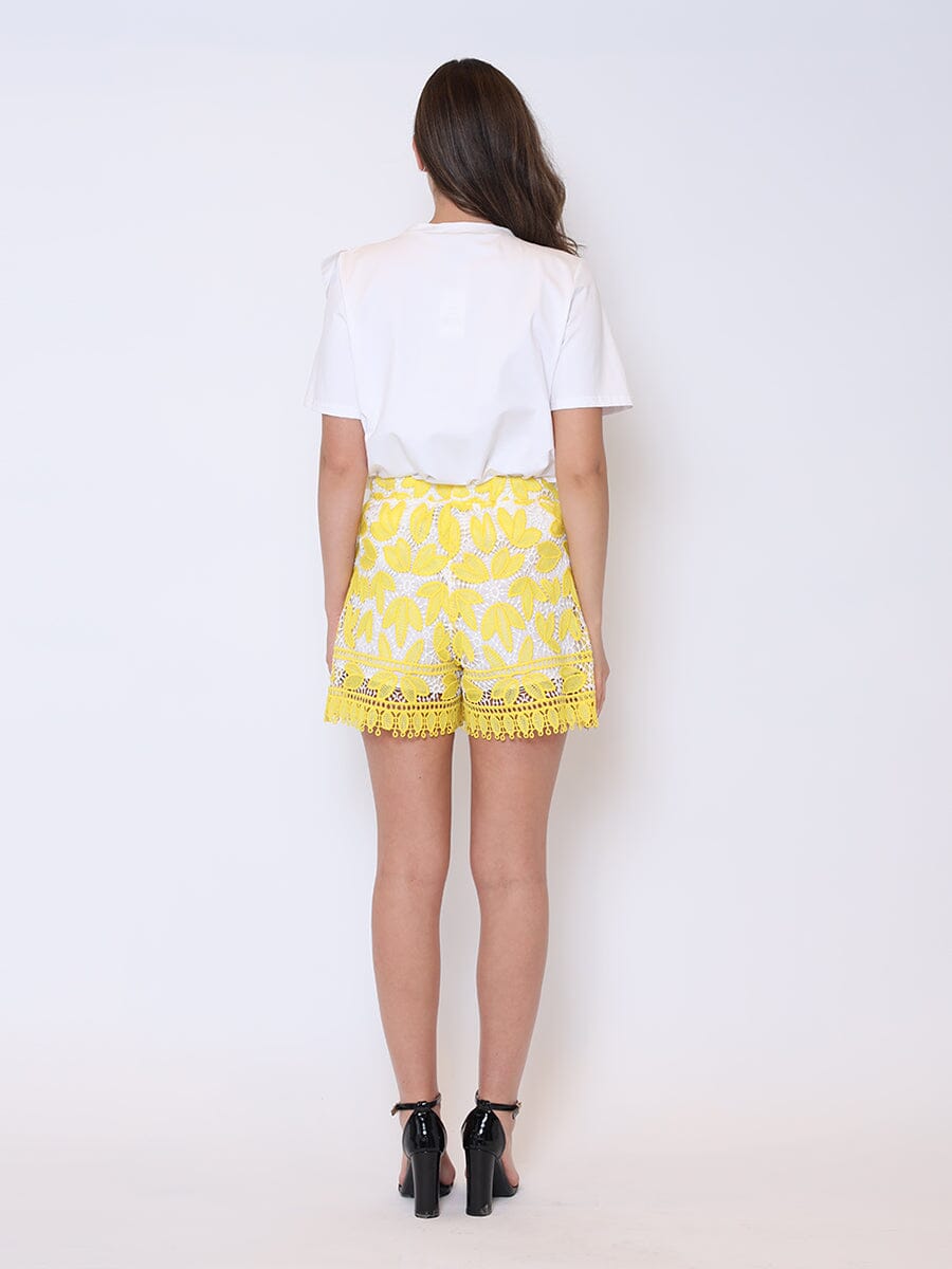 Floral Embroidered Crochet Short Pants PANTS Gracia Fashion 