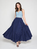 Floral Embroidered Denim Bustier Top TOP Gracia Fashion 