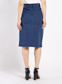 Floral Embroidered Front Slit Denim Skirt SKIRT Gracia Fashion 