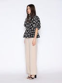 Floral Embroidered Puff Sleeve Peplum Top TOP Gracia Fashion 