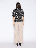 Floral Embroidered Puff Sleeve Peplum Top TOP Gracia Fashion 