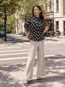 Floral Embroidered Puff Sleeve Peplum Top TOP Gracia Fashion BLACK S 
