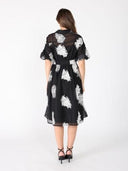Floral Embroidered Puffed Sleeve Dress DRESS Gracia Fashion 