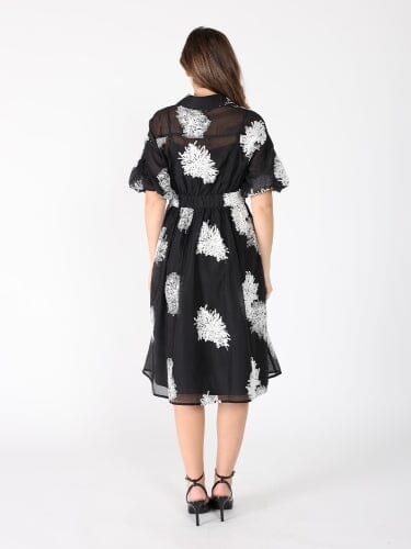 Floral Embroidered Puffed Sleeve Dress DRESS Gracia Fashion 