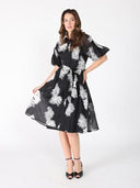Floral Embroidered Puffed Sleeve Dress DRESS Gracia Fashion 