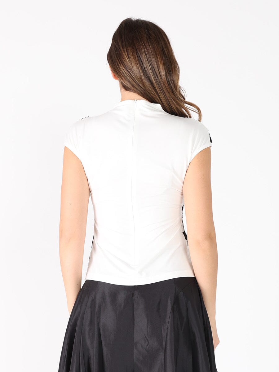 Floral embroidered workhi-neck top TOP Gracia Fashion 