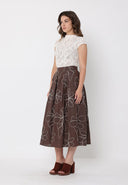 Floral Embroidery Pleated A-Line Skirt SKIRT Gracia Fashion 