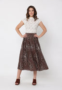 Floral Embroidery Pleated A-Line Skirt SKIRT Gracia Fashion 