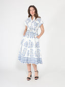 Floral embroidery short sleeve dress with belt DRESS Gracia Fashion 