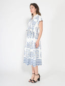 Floral embroidery short sleeve dress with belt DRESS Gracia Fashion 