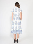 Floral embroidery short sleeve dress with belt DRESS Gracia Fashion 