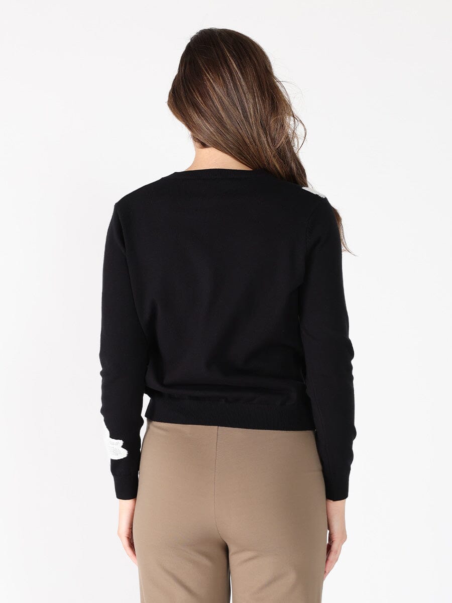 Floral Knitted Pearl Embellishments Sweatshirt TOP Gracia Fashion 