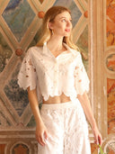 Floral Lace Crop Top TOP Gracia Fashion WHITE S 