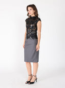 Floral Lace Detail Sleeveless Top JACKET Gracia Fashion 