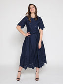 Floral Lace Embroidered Hem A-Line Maxi Skirt SKIRT Gracia Fashion 
