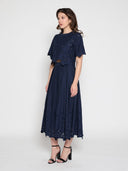 Floral Lace Embroidered Hem A-Line Maxi Skirt SKIRT Gracia Fashion 