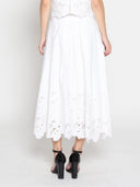 Floral Lace Embroidered Hem A-Line Maxi Skirt SKIRT Gracia Fashion 