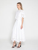 Floral Lace Embroidered Hem A-Line Maxi Skirt SKIRT Gracia Fashion 