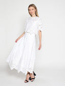 Floral Lace Embroidered Hem A-Line Maxi Skirt SKIRT Gracia Fashion 