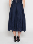 Floral Lace Embroidered Hem A-Line Maxi Skirt SKIRT Gracia Fashion 