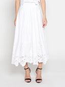 Floral Lace Embroidered Hem A-Line Maxi Skirt SKIRT Gracia Fashion WHITE S 