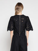 Floral Lace Embroidered Short Sleeve Crop Top TOP Gracia Fashion 