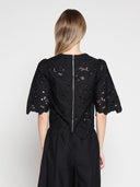 Floral Lace Embroidered Short Sleeve Crop Top TOP Gracia Fashion 