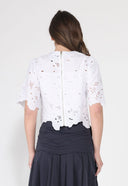 Floral Lace Embroidered Short Sleeve Crop Top TOP Gracia Fashion 