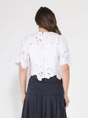 Floral Lace Embroidered Short Sleeve Crop Top TOP Gracia Fashion 