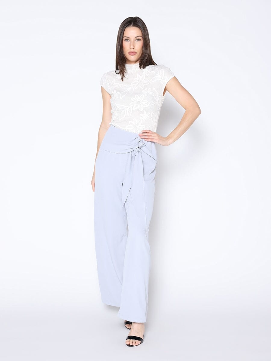 Floral Lace Front Mock Cap Sleeve Top TOP Gracia Fashion WHITE S 
