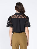 Floral mesh sleeve top TOP Gracia Fashion 