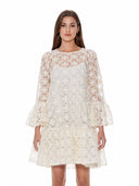 Floral Pattern Sheer Midi Dress DRESS Gracia Fashion WHITE S 