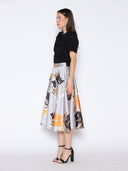 Floral Print A-Line Midi Skirt SKIRT Gracia Fashion 