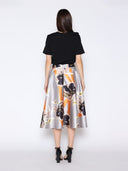 Floral Print A-Line Midi Skirt SKIRT Gracia Fashion 