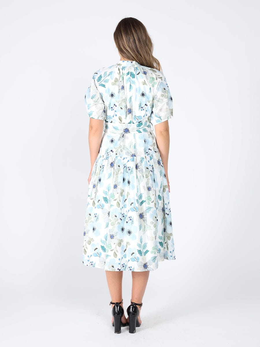Floral print belt dress DRESS Gracia Fashion 