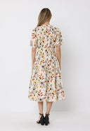 Floral print belt dress DRESS Gracia Fashion 