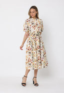 Floral print belt dress DRESS Gracia Fashion 